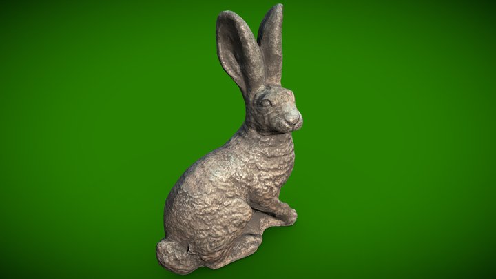 Worn outdoor rabbit statuette 3D Model
