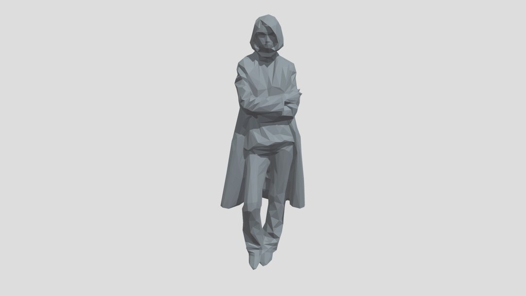 Lowpoly Female In Coat Standing