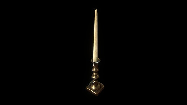 Candlestick with Candle 3D Model