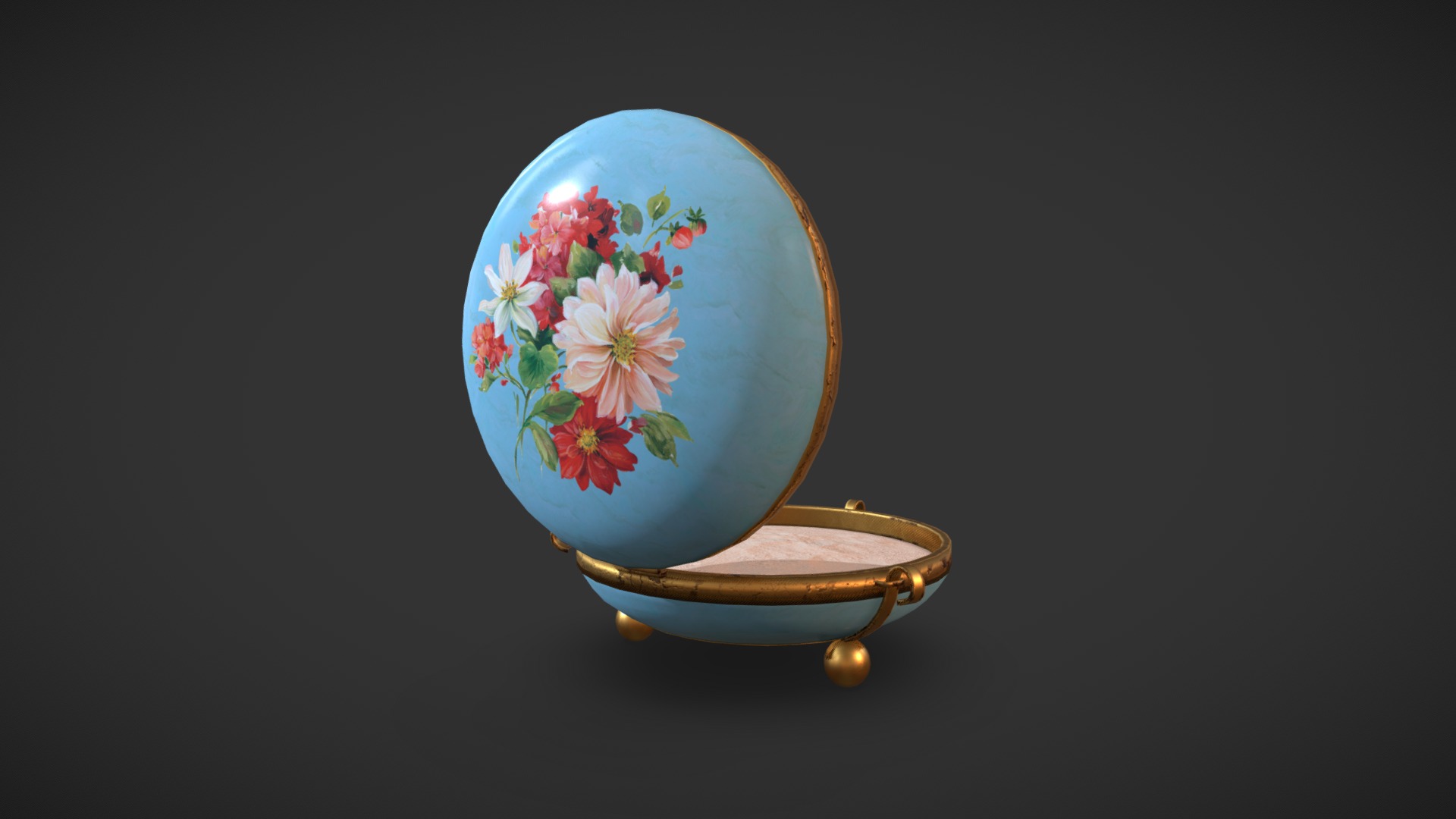 3D model Powder Box - This is a 3D model of the Powder Box. The 3D model is about a bowl with flowers in it.