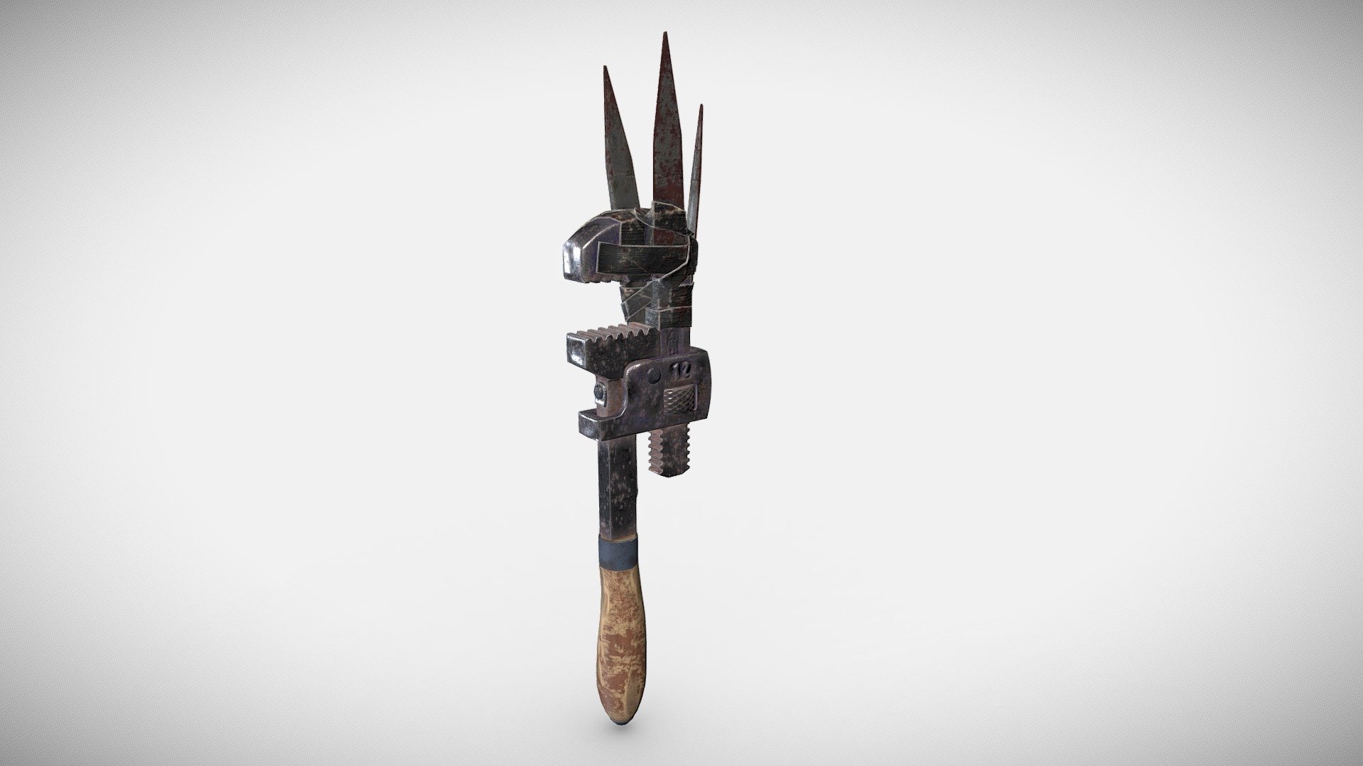 Postapocalyptic Pipe Wrench Weapon 3D model by Christopher Mally