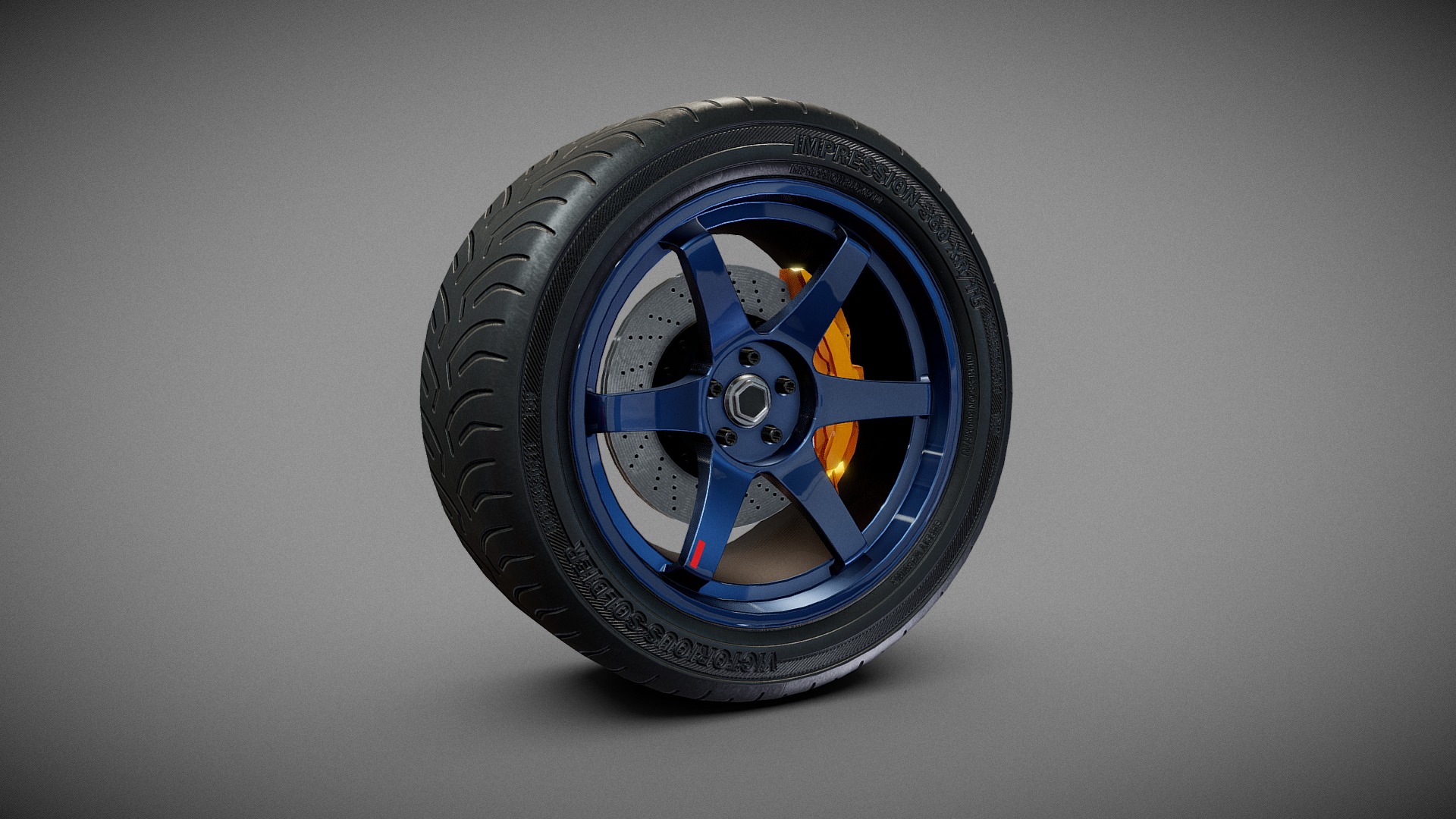 3D model Tune Racing Tire and Rim 3 - This is a 3D model of the Tune Racing Tire and Rim 3. The 3D model is about a blue and black tire.