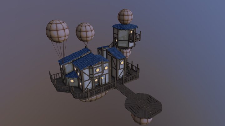Floating Houses 3D Model