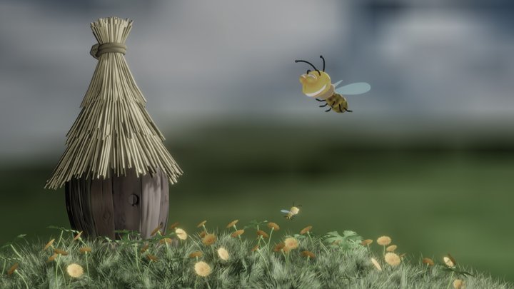 Two slightly insane bees 3D Model