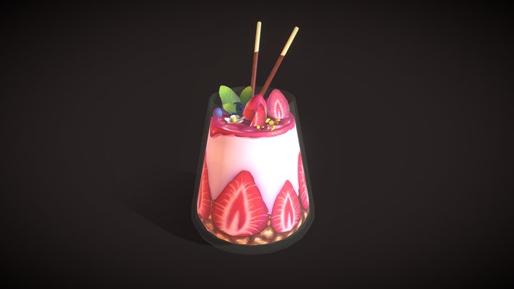 Strawberry yoghurt 3D Model