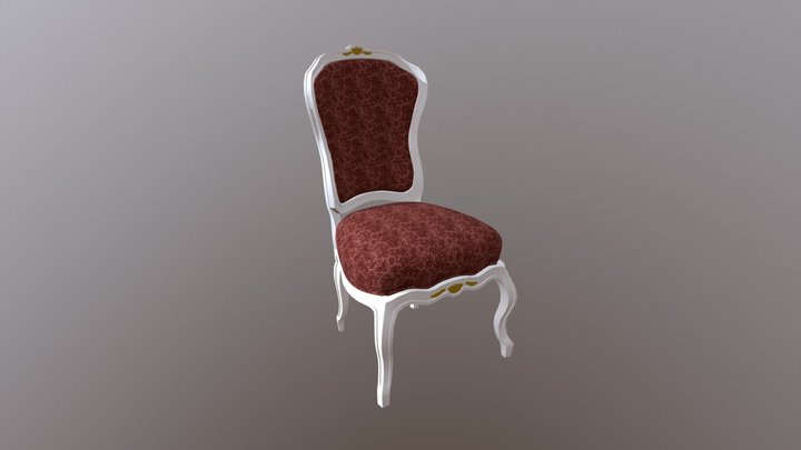 White Baroque Dining Chair 3D Model