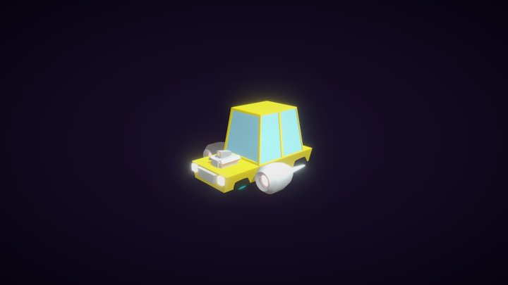 Low Poly Rocket Car 3D Model