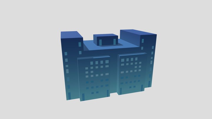 Futuristic low poly building 3D Model