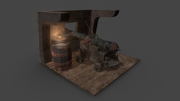 Cannon in Environment Polish 3D Model