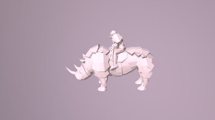 Low Poly Rhino Rider 3D Model