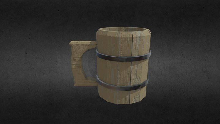 woden beer mug 3D Model