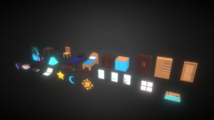 BedRoom Decoration (Assets Package) 3D Model