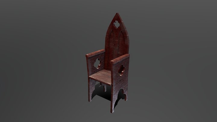 Medieval wooden chair 3D Model
