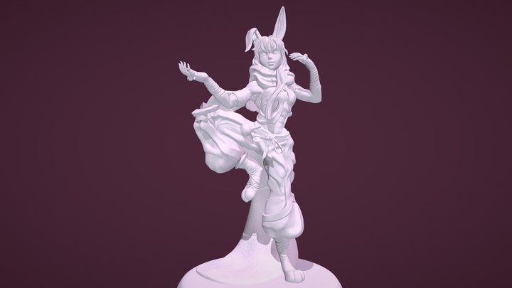 Clara Bunny Nomi Kickboxer TTRPG Miniature 3D Model