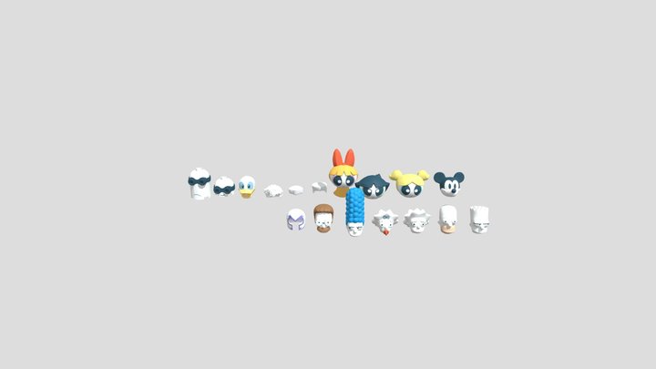A Bunch of Heads And Hairs 3D Model