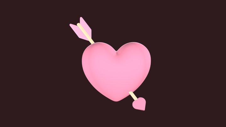 Heart with Arrow 3D Model