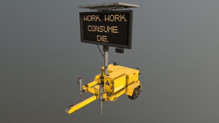 Electronic Road Sign - Game Asset 3D Model