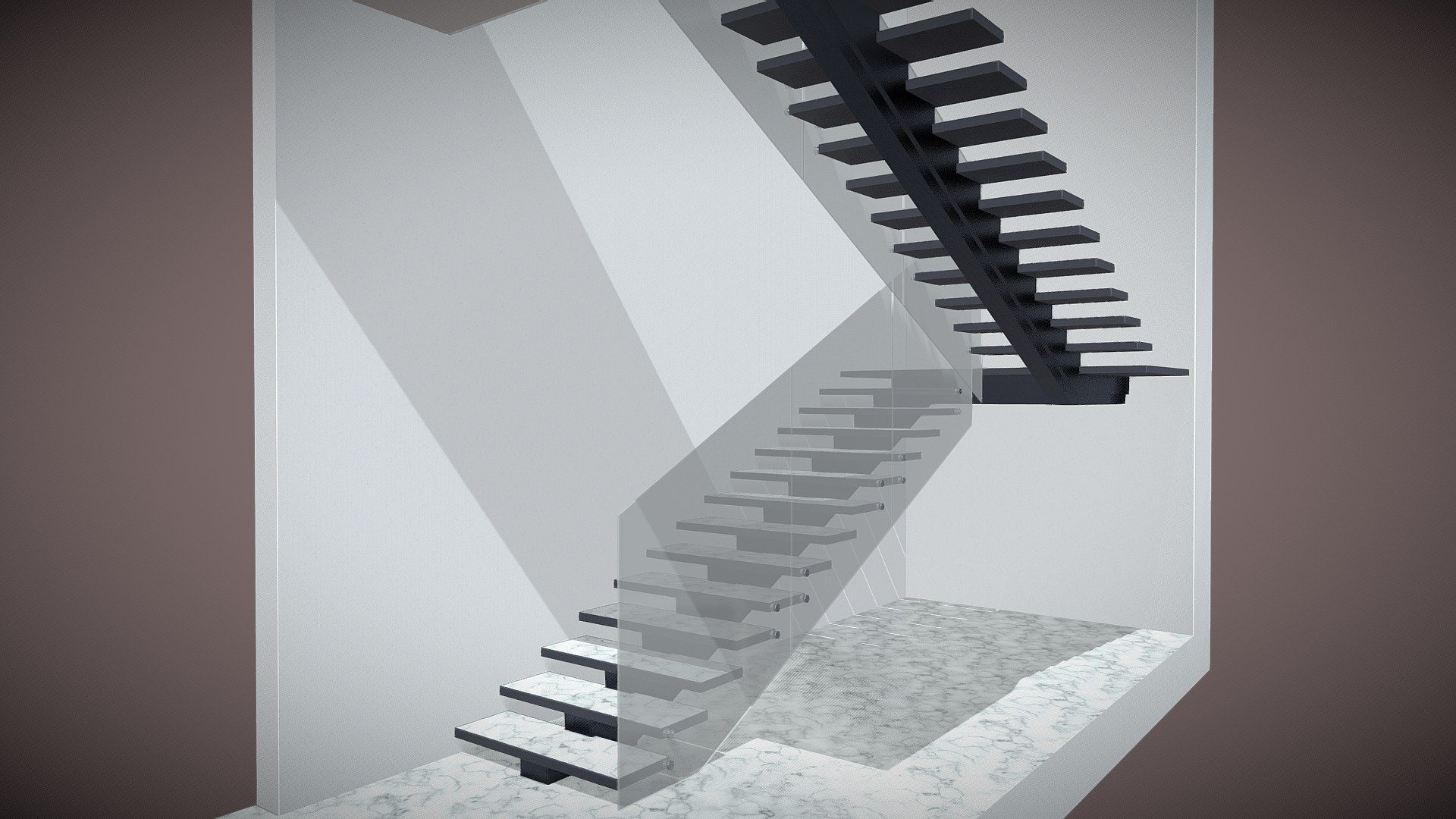 лестница стекло - 3D model by Radoslav3000 [a1d9276] - Sketchfab