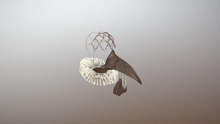 Beaked mask with ruff collar and beaded veil 3D Model