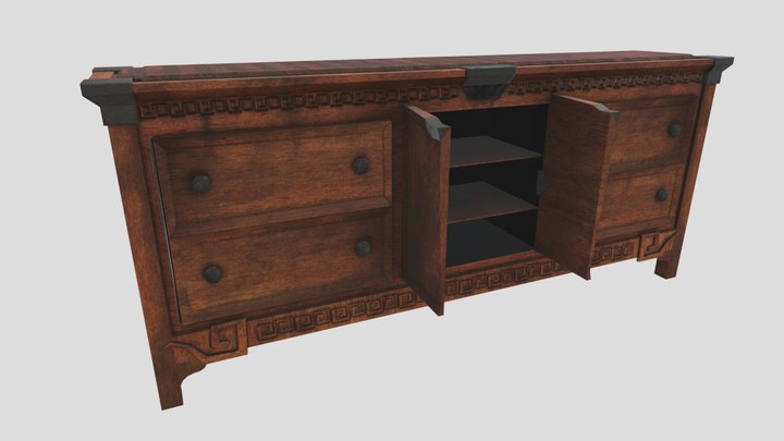 wood dresser hotel 3D Model