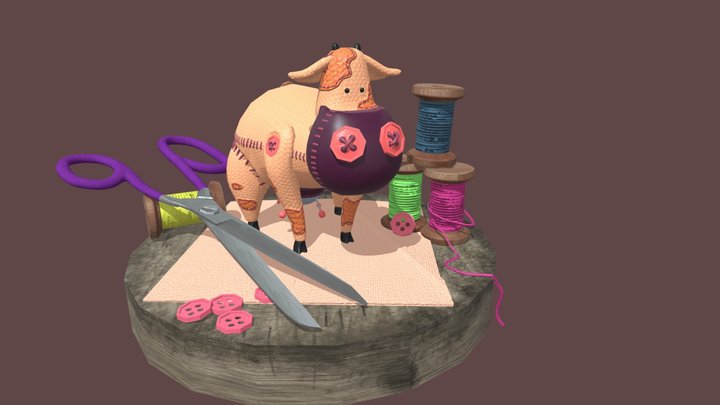 Weather Cow Plushy Character 3D Model
