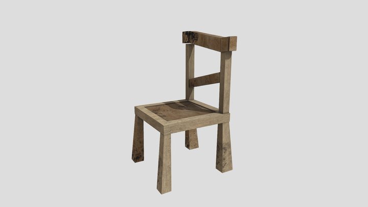 Simple Wooden Chair 3D Model