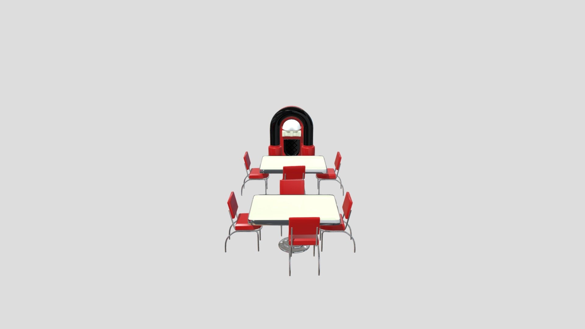 Retro Tables And Jukebox - 3D model by Ruzena [a1e0b89] - Sketchfab