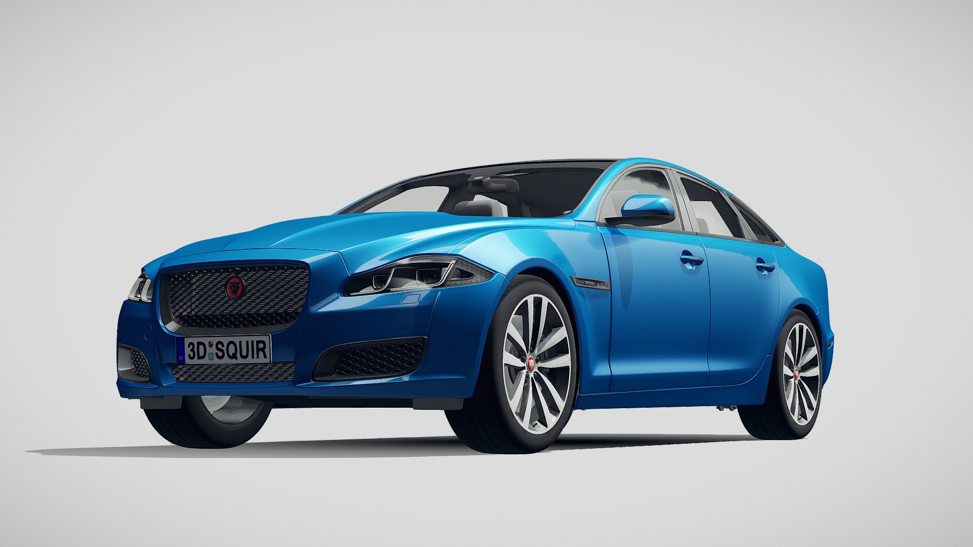 3D model Jaguar XJ50 2019 - This is a 3D model of the Jaguar XJ50 2019. The 3D model is about a blue car with a white background.