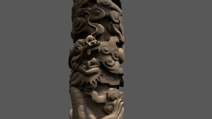 Stone Dragon Pillar 01 – Modello 3D gratuito STL