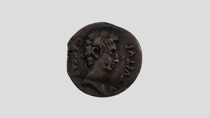 Silver denarius of Augustus showing a comet 3D Model