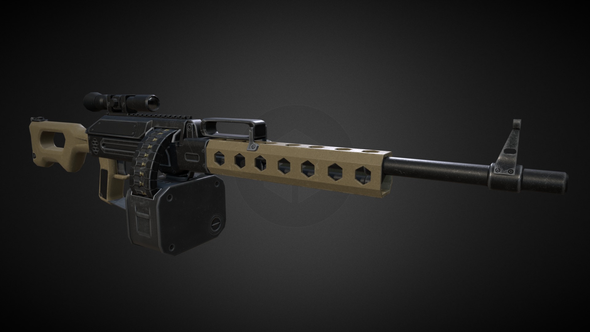 3D model PKK "Kipchak" - This is a 3D model of the PKK "Kipchak". The 3D model is about a rifle with a scope.