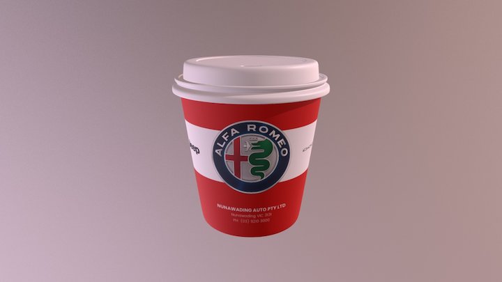 Coffee Cup 3_2 Red 3D Model