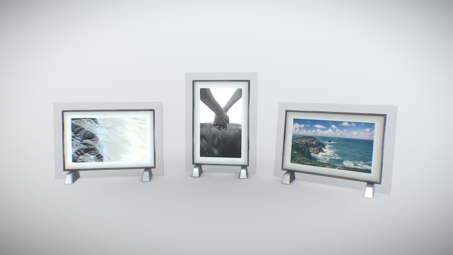 3D model Tableside Photo Frames - This is a 3D model of the Tableside Photo Frames. The 3D model is about a group of framed pictures on a wall.