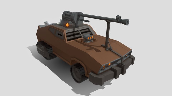 low poly post apocalyptic car 3D Model