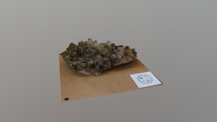 Quartz with Chalcopyrite crystals 3D Model