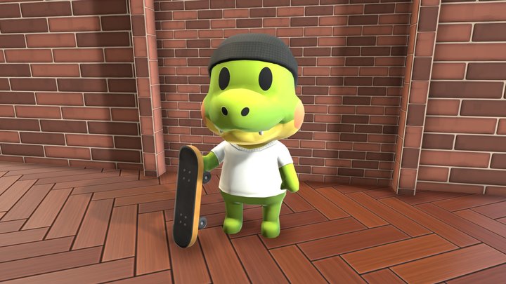 Skater Gator - Animal Crossing Inspired 3D Model
