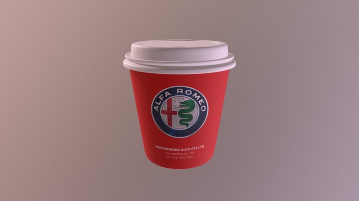 Coffee Cup 2_1 Red 3D Model