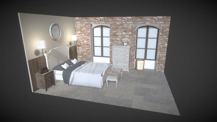 Chambre campagne chic 3D Model