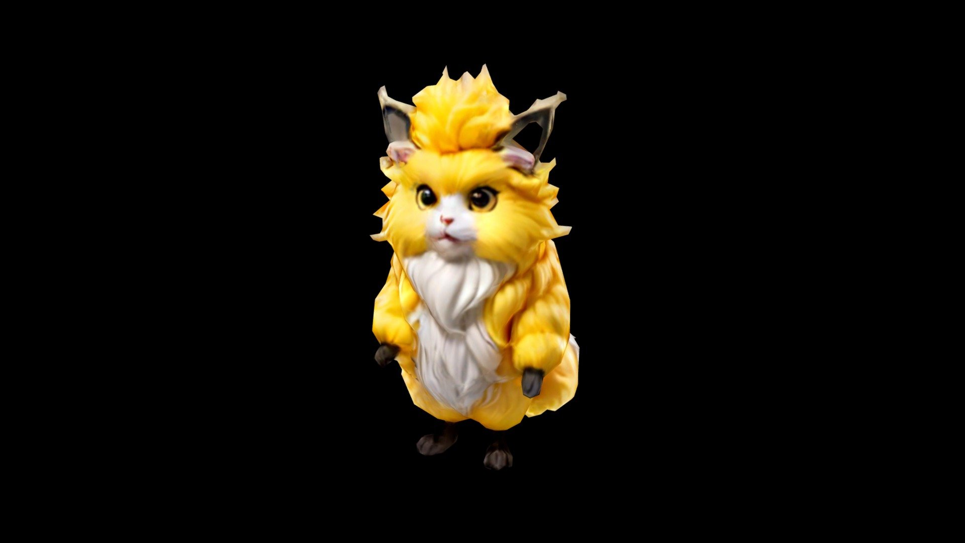 Catsuit character with yellow and white fur stan - Download Free 3D ...