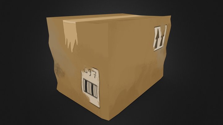 Low Poly Stylized Cardboard Box 3D Model
