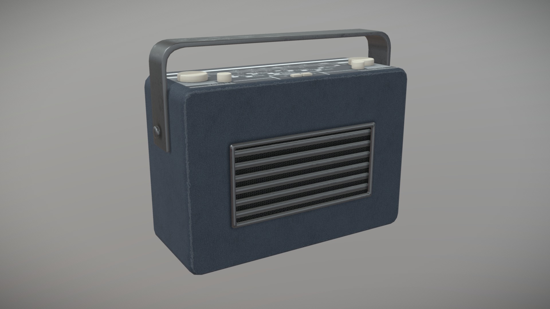 3D model Radio Vintage - This is a 3D model of the Radio Vintage. The 3D model is about a blue rectangular object.