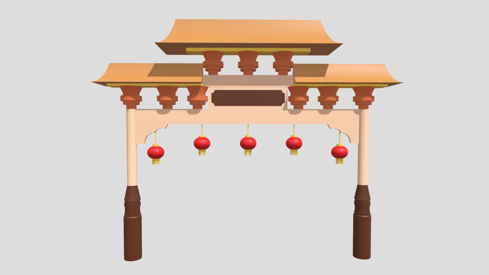 Cartoon Ancient Chinese Gate - Buy Royalty Free 3D model by Philip ...