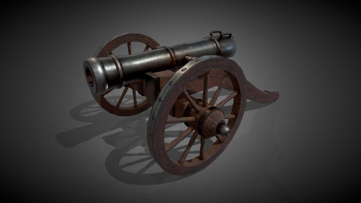 LowPoly gameready medieval cannon 3D Model