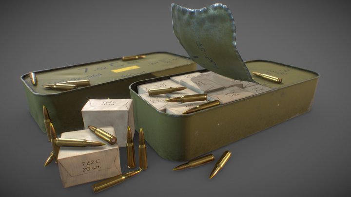 Game Art: Rifle Ammunition Can 7.62x54 3D Model