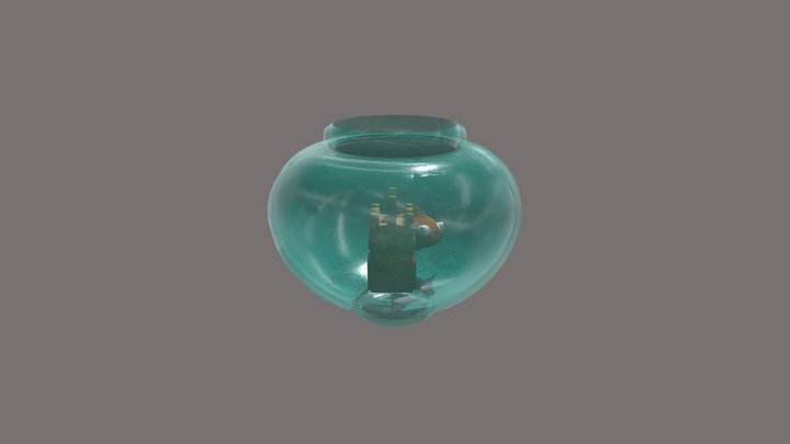 Polished fish, bowl and castle. 3D Model