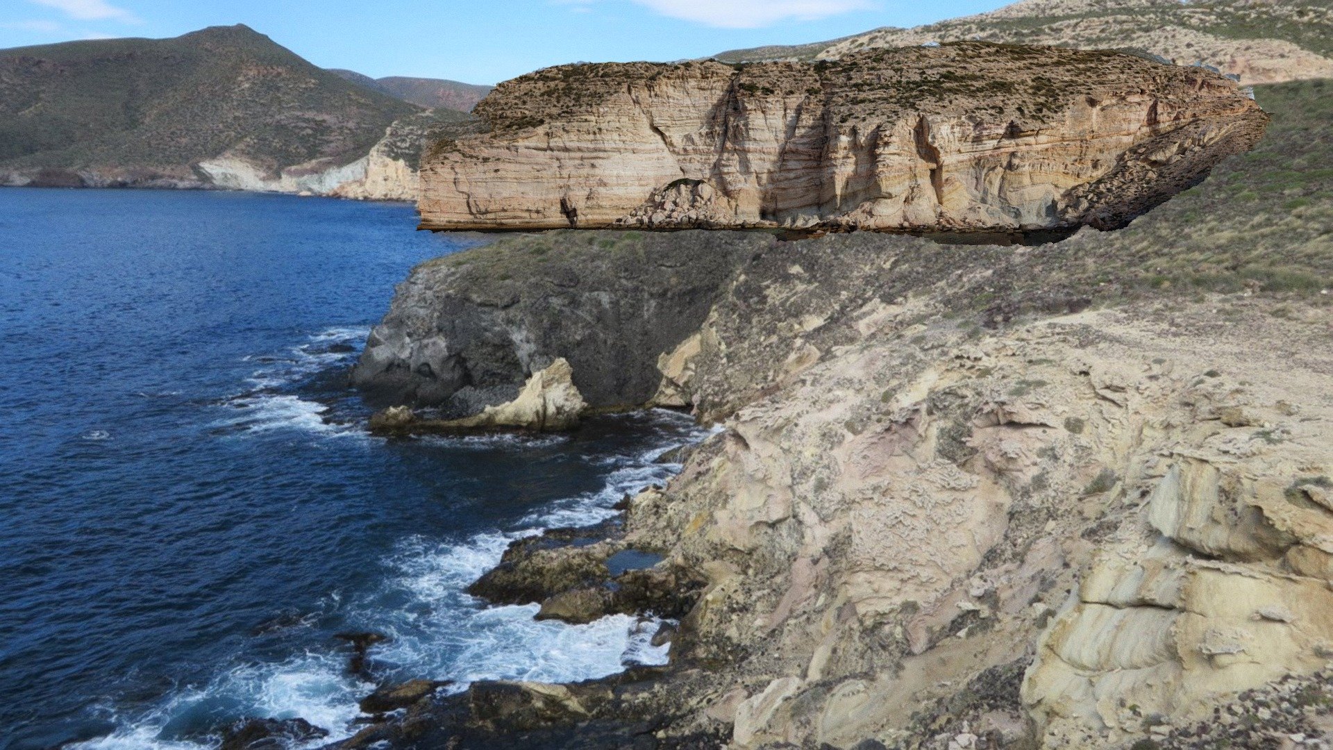 Sedimentary rocks above volcanic basement, Spain