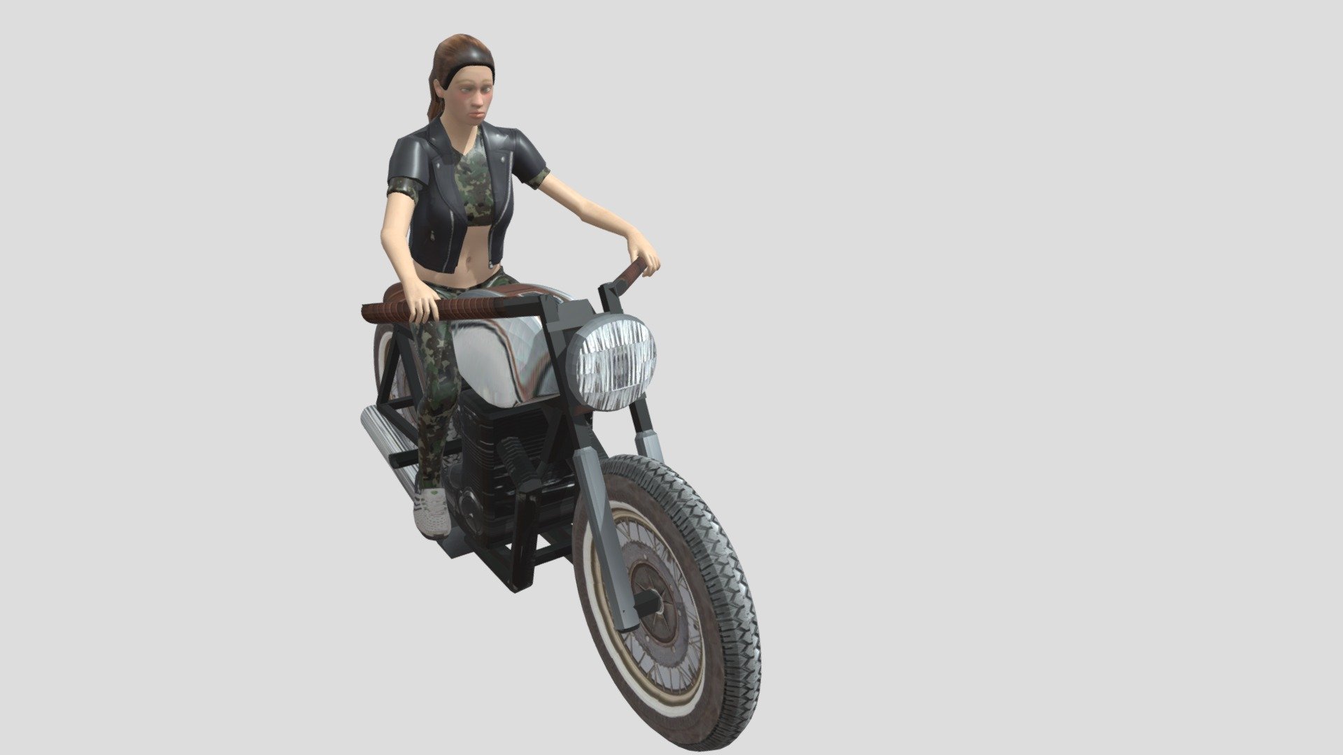 Low Poly Female Biker