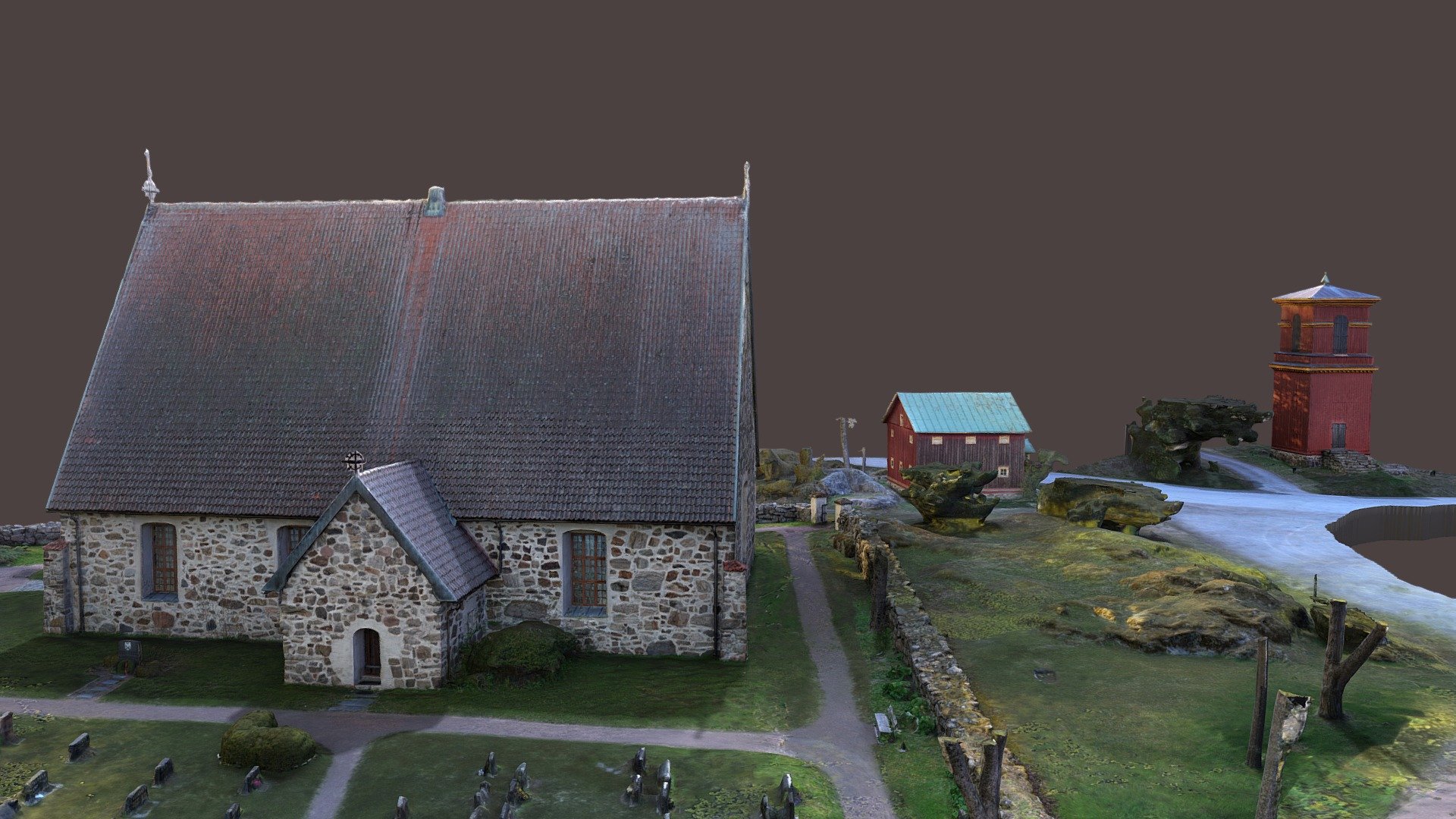 Lemu church and the surroundings, Masku, Finland