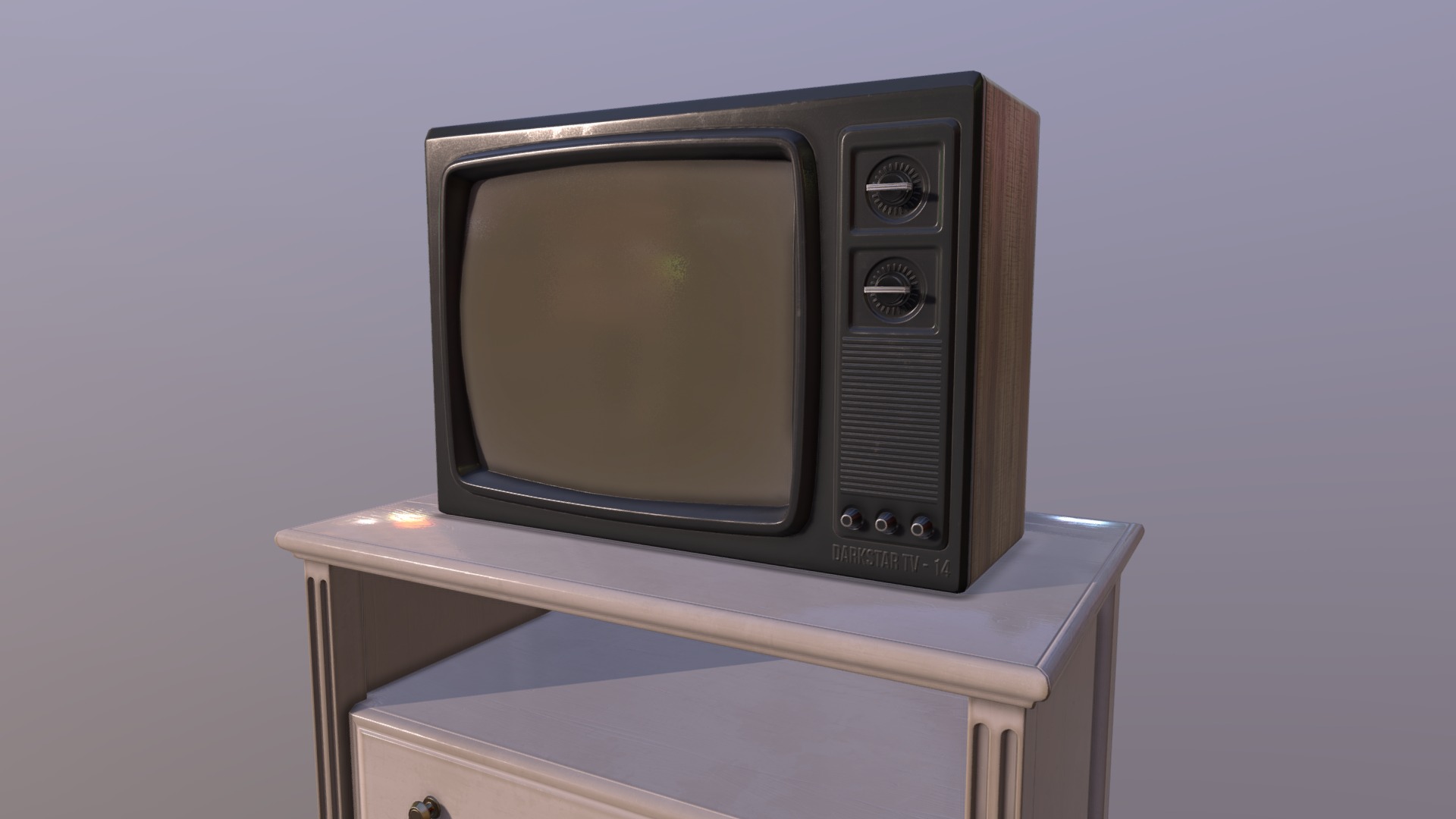 3D model Game Art: 80`s Television With Table - This is a 3D model of the Game Art: 80`s Television With Table. The 3D model is about a television on a shelf.