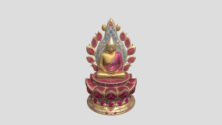 ornate Buddha statue with gemstones 3D Model